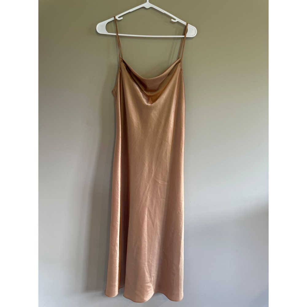 Vintage Expressions California Dynasty Gold Satin Cowl Neck Slip Dress Small
